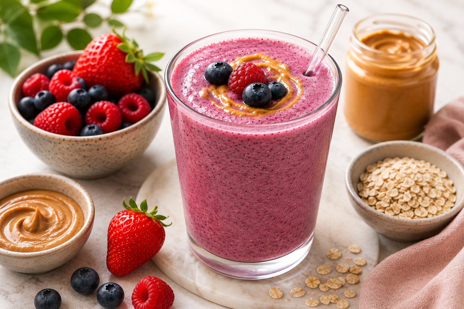 Healthy Peanut Butter & Jelly Smoothie