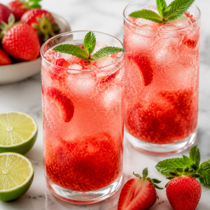 🍓🍯 Sparkling Strawberry Honey Lime Refresher (Healthy Sweet Drink)
