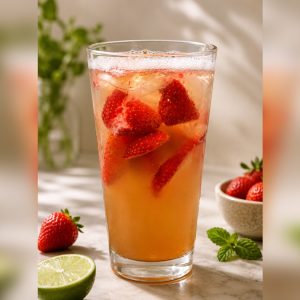 🍓🍯 Sparkling Strawberry Honey Lime Refresher (Healthy Sweet Drink)